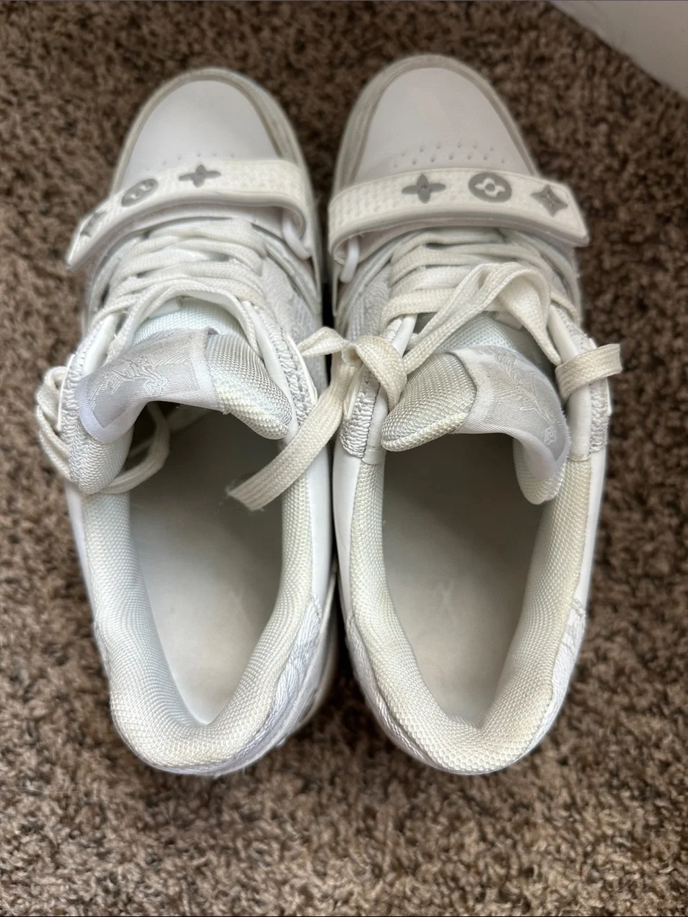 Louis Vuitton White Leather Strap Sneakers - Picture 5 of 6